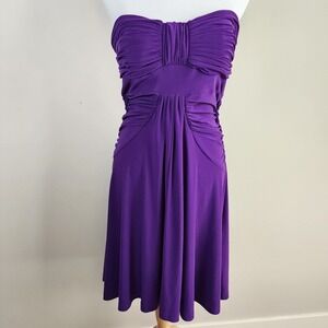 Le Chateau Purple Ruched Strapless Formal Dress Medium Grad Party Wedding Prom